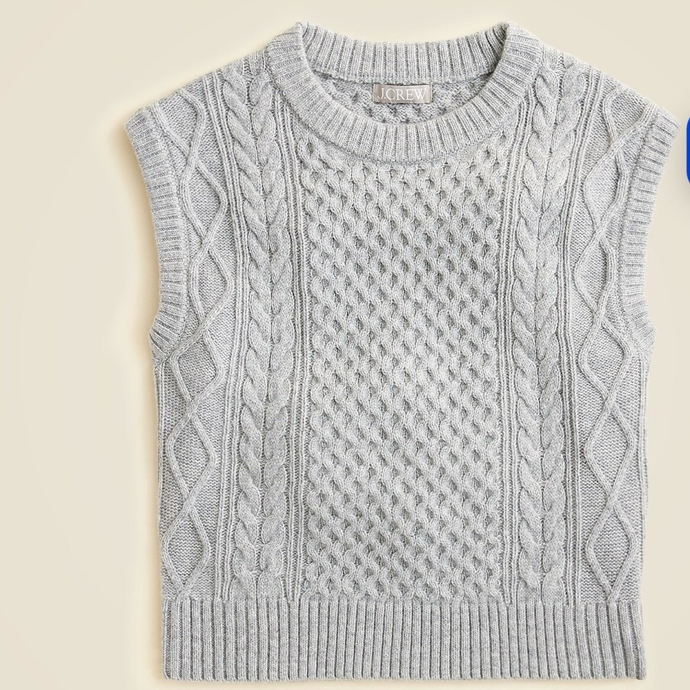 J. Crew Light Gray Cable Knit Vest